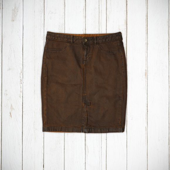 Banana Republic golden brown coated denim skirt - Picture 1 of 4